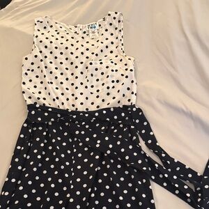WHIT Two Black and White Polka Dot romper